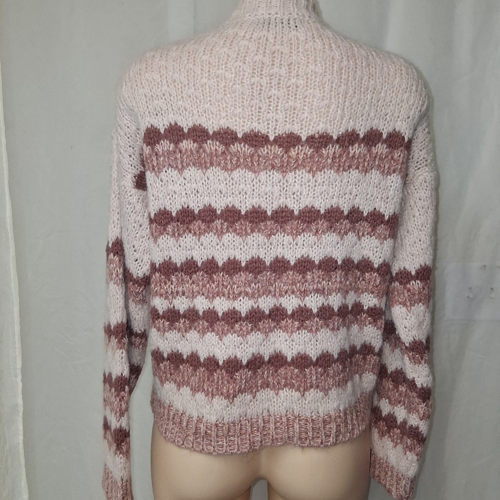 Elsamanda Chic Striped Women's Sweater in Pink and Cream Size M Made In Italy - Picture 9 of 16